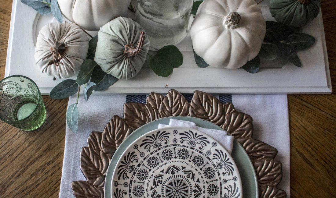 Modern, eclectic tablescape for Fall