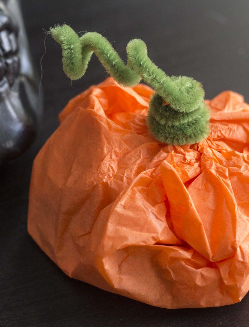 DIY treat paper tissue pumpkins